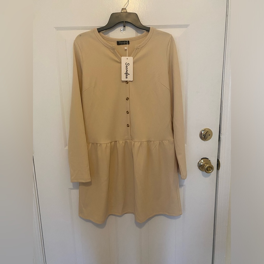 Cream long sleeve dress